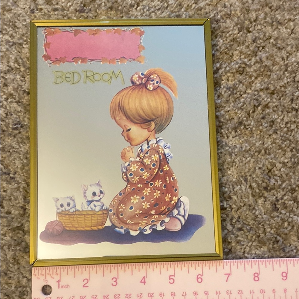 Vintage mirror blonde hair girl praying . Personalized decor
Preowned